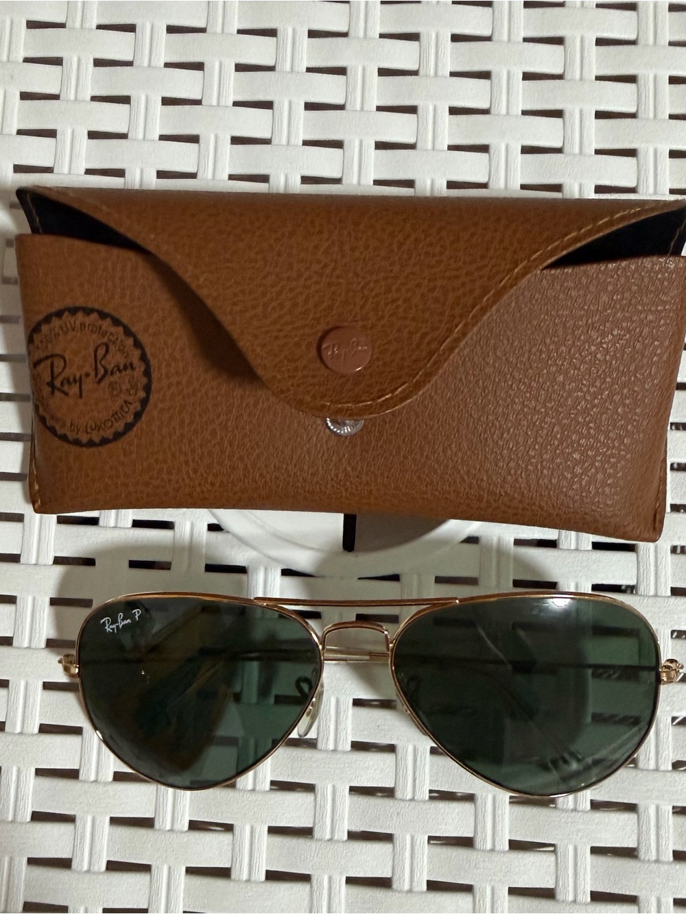 Ray-Ban Polarized Aviator Sunglasses - Gold Frame Made in Italy